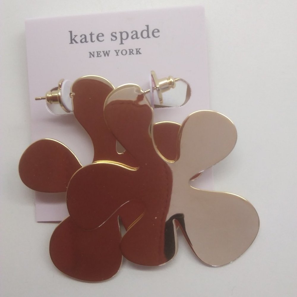 Kate Spade New Gold Metal 5-Leaf Clover Earrings